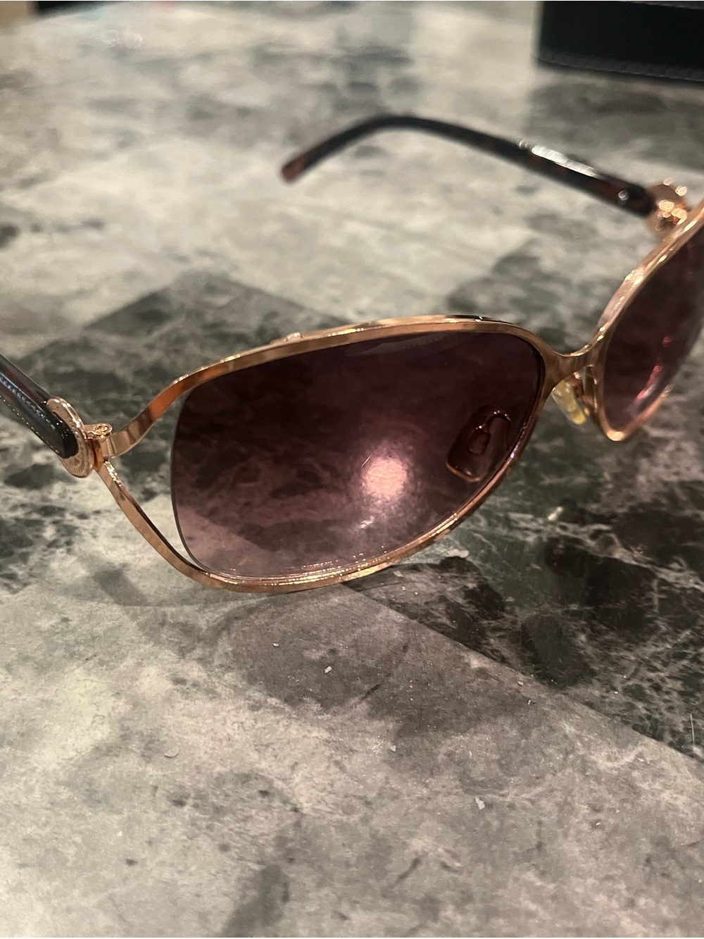 Gold Metal Sunglasses with Purple Gradient Lenses